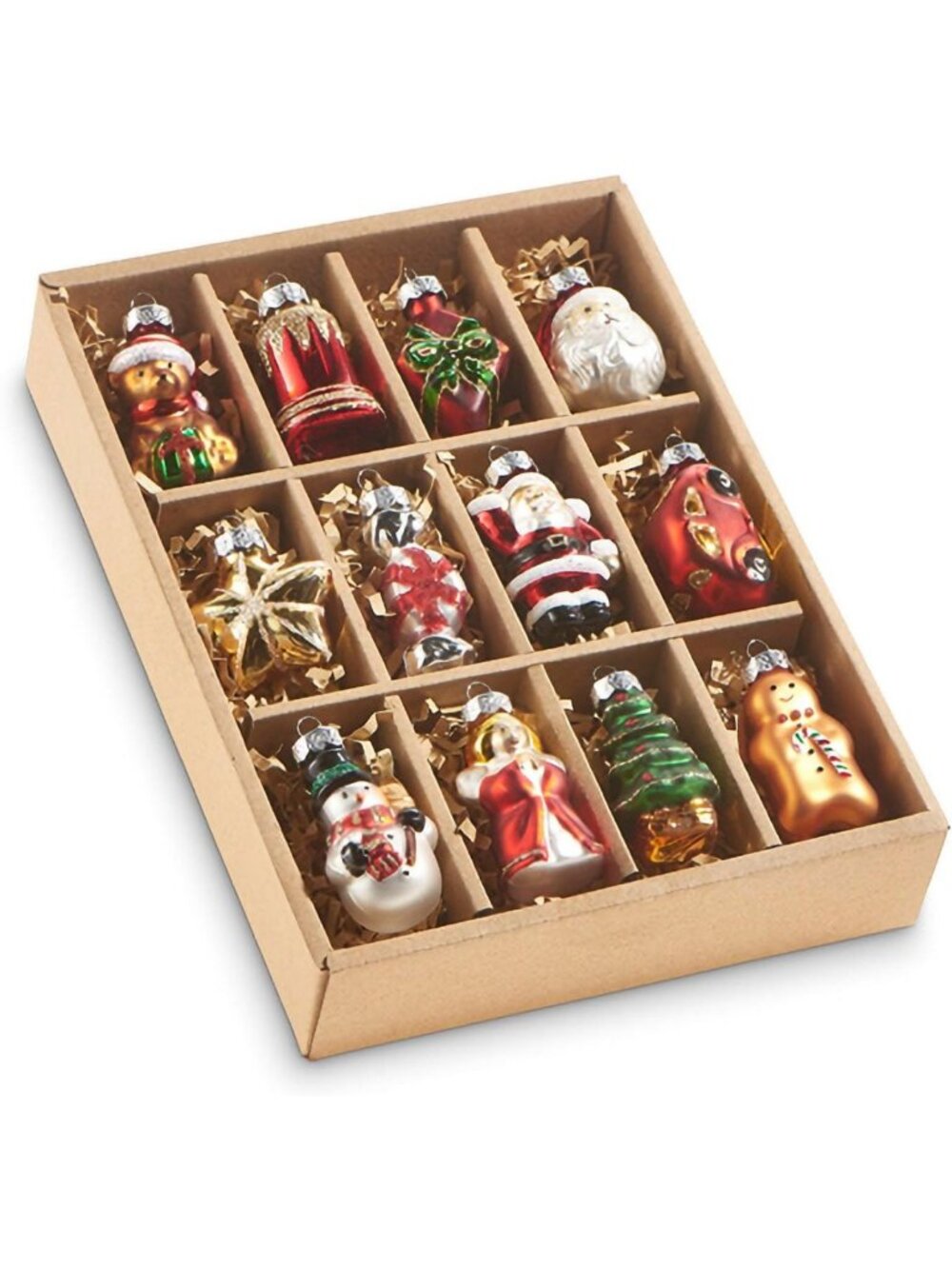 Vintage Traditional Glass Christmas Ornaments Set of 12 - 2-Inch Holiday Decor